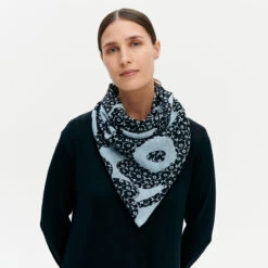 Marimekko Fiore Unikot Blue / Black Scarf -Marimekko Shop mariemkko fiore unikot blue black scarf 26