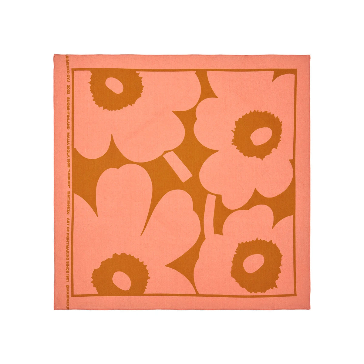 Marimekko Astrilli Peach / Gold Unikko Scarf 1 Marimekko Astrilli Peach / Gold Unikko Scarf