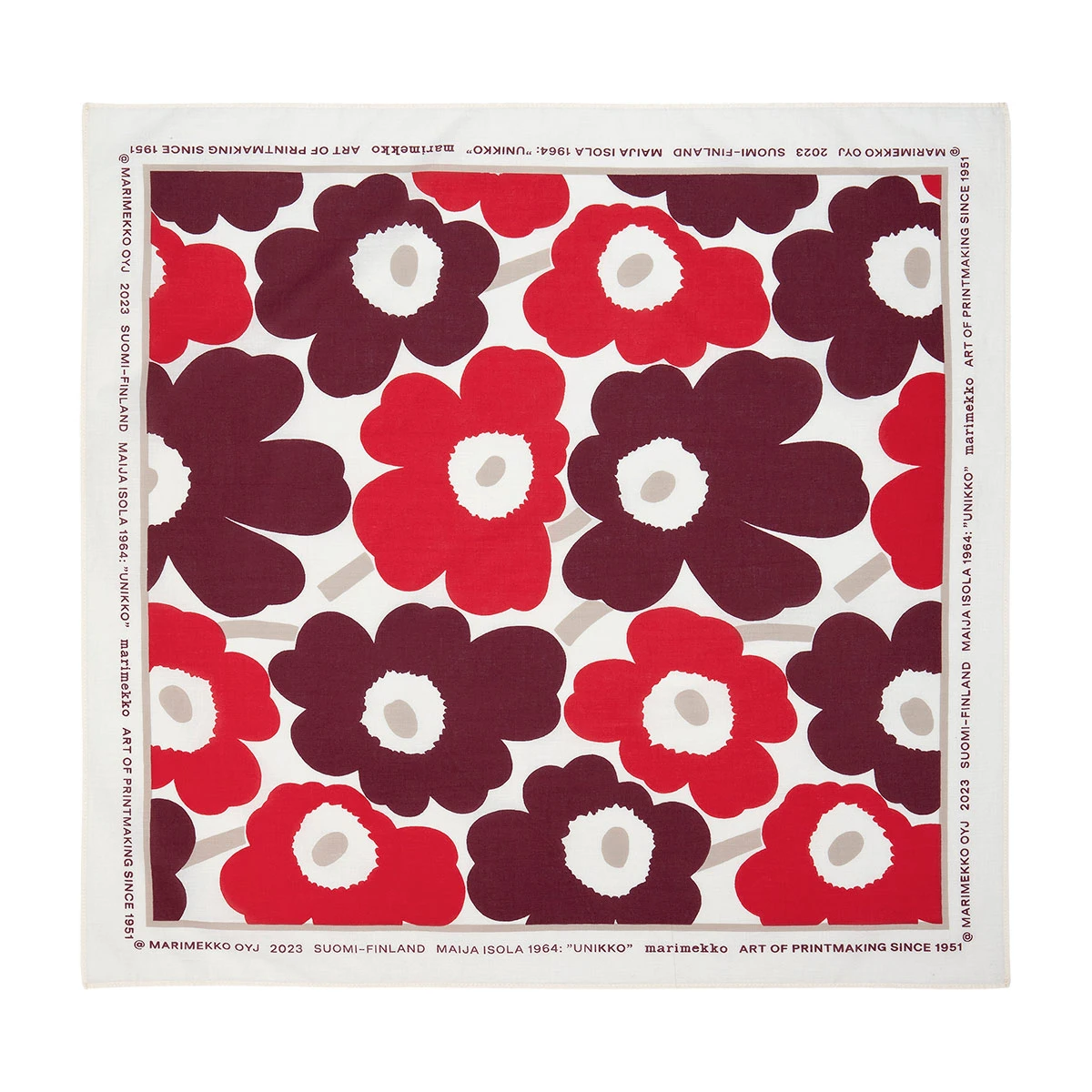 Marimekko Astrilli Unikko Red / Burgundy Scarf 2 Marimekko Astrilli Unikko Red / Burgundy Scarf - Image 2