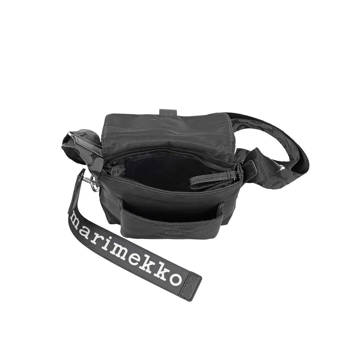 Marimekko Solid Black / Unikko Mini Messenger Bag 5 Marimekko Solid Black / Unikko Mini Messenger Bag - Image 5
