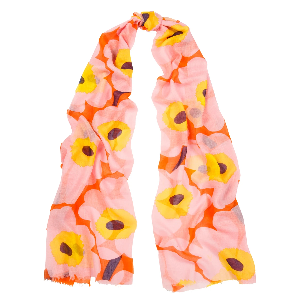 Marimekko Fiorina Unikko Orange / Pink Scarf 2 Marimekko Fiorina Unikko Orange / Pink Scarf - Image 2