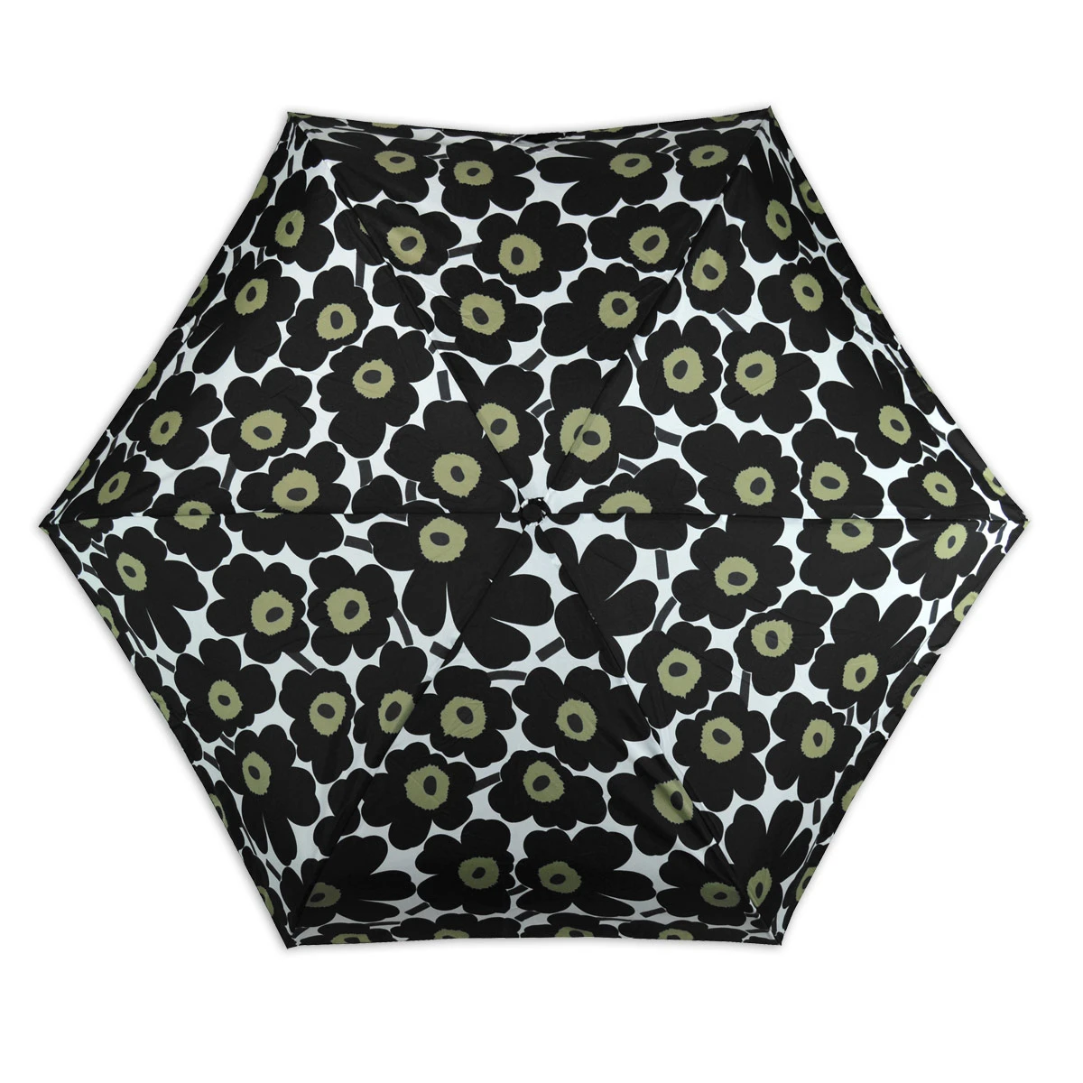 Marimekko Mini-Unikko Black Mini-Manual Umbrella 2 Marimekko Mini-Unikko Black Mini-Manual Umbrella - Image 2