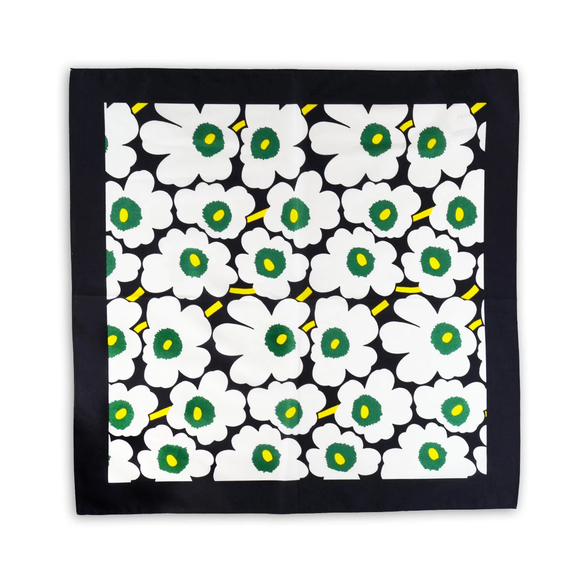 Marimekko Mini Unikko Scarf Black / White / Green 1 Marimekko Mini Unikko Scarf Black / White / Green