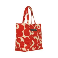 Marimekko Peruskassi Unikko Beige / Red Tote Bag