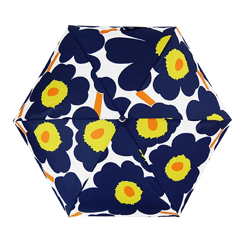 Marimekko Pieni Unikko Blue/Yellow Mini-Manual Umbrella 2 Marimekko Pieni Unikko Blue/Yellow Mini-Manual Umbrella - Image 2