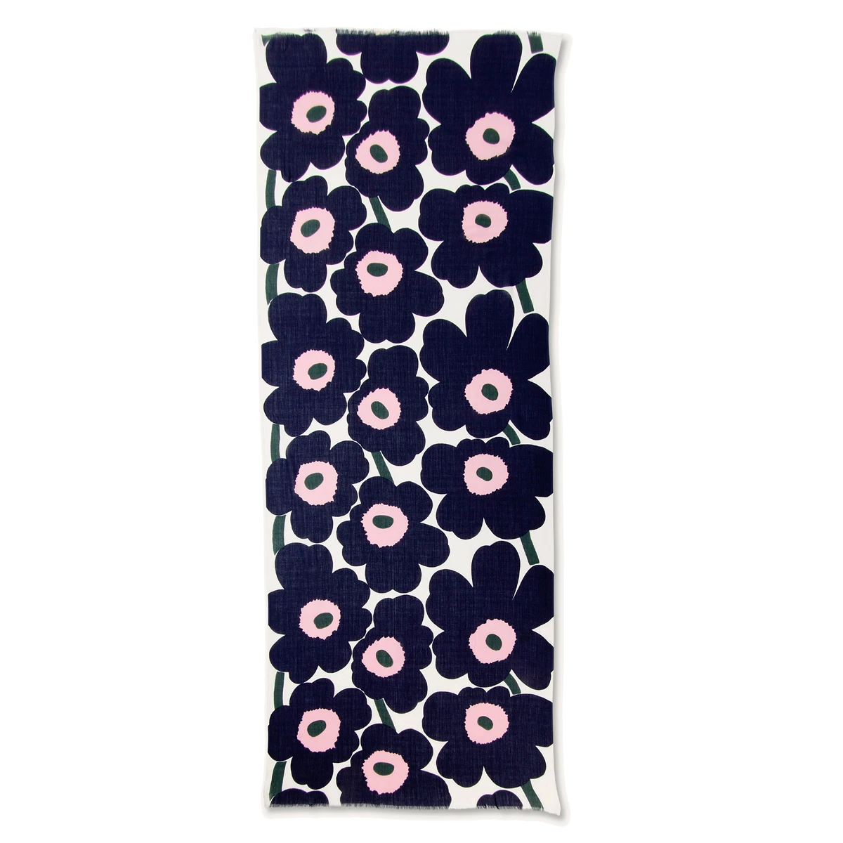 Marimekko Pieni Unikko Navy / Pink / Green Koton Scarf 1 Marimekko Pieni Unikko Navy / Pink / Green Koton Scarf