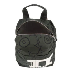 Marimekko Piirto Unikko Dark Green / Black Mono Backpack -Marimekko Shop marimekko piirto unikko dark green black mono backpack 26