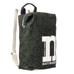 Marimekko Piirto Unikko Dark Green / Black Mono Backpack -Marimekko Shop marimekko piirto unikko dark green black mono backpack 28
