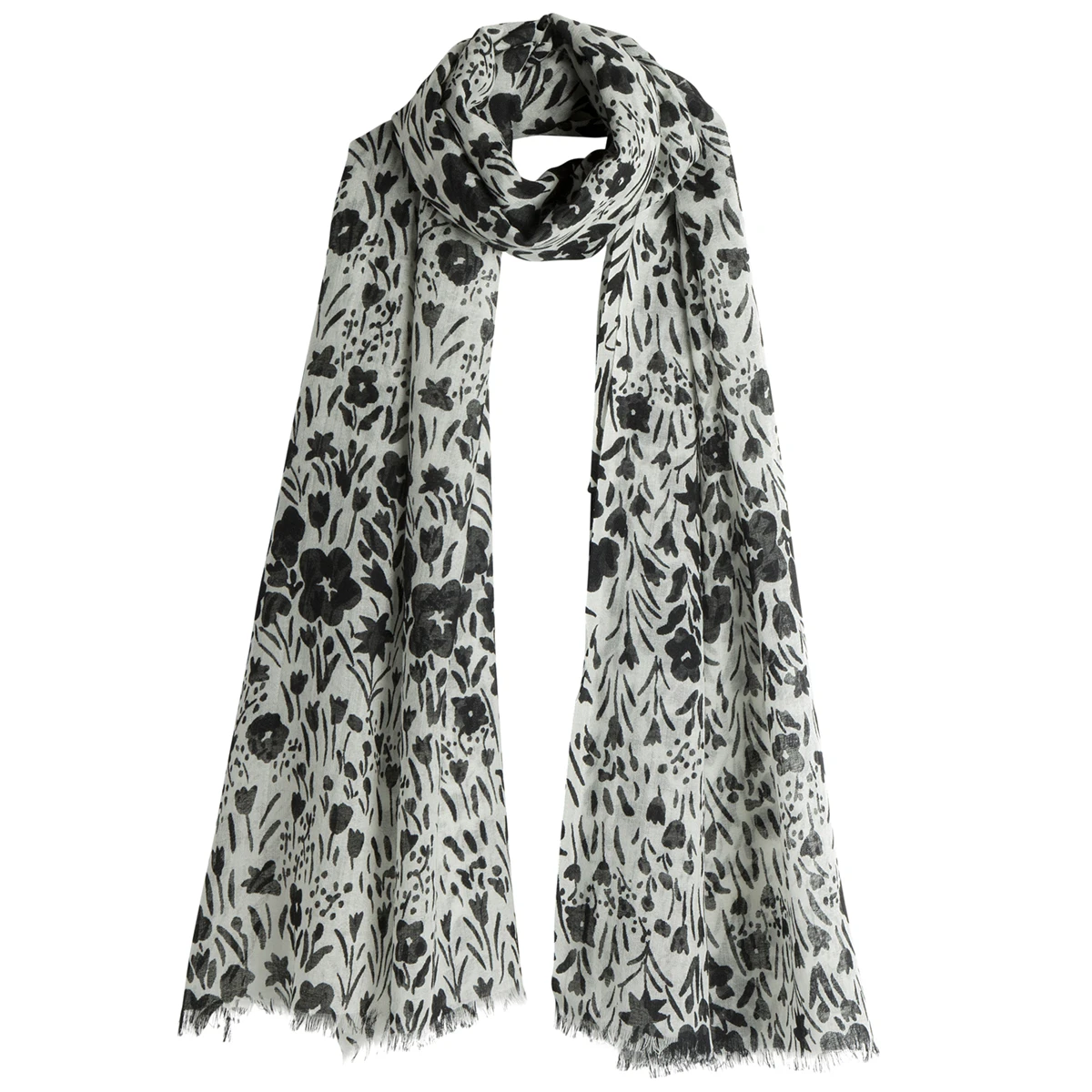 Marimekko Pikkulempi Ivory / Black Fiore Scarf 3 Marimekko Pikkulempi Ivory / Black Fiore Scarf - Image 3