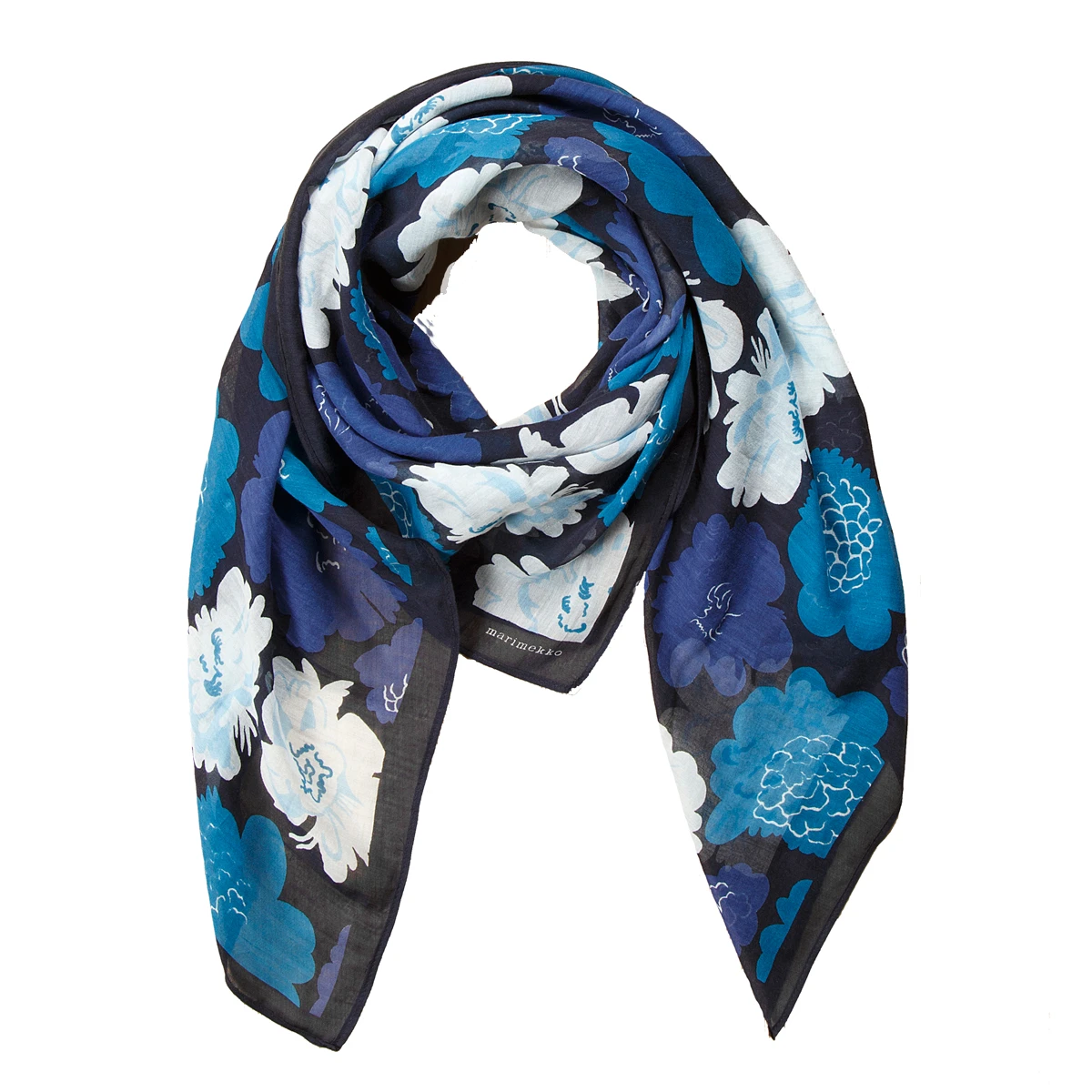 Marimekko Pioni Blue Levina Scarf 1 Marimekko Pioni Blue Levina Scarf