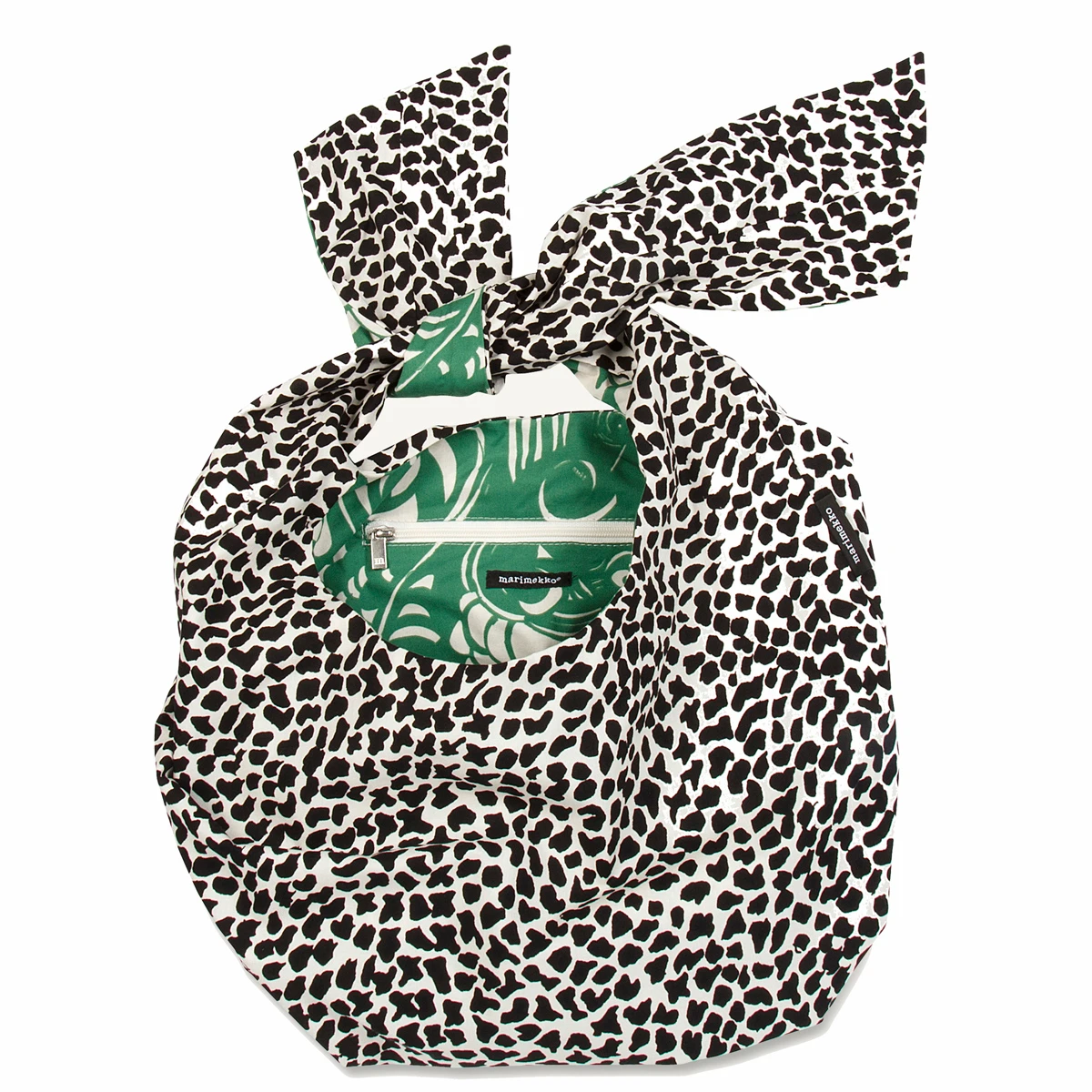 Marimekko Pitka Ikava Black / White / Green Kassi Bag 3 Marimekko Pitka Ikava Black / White / Green Kassi Bag - Image 3