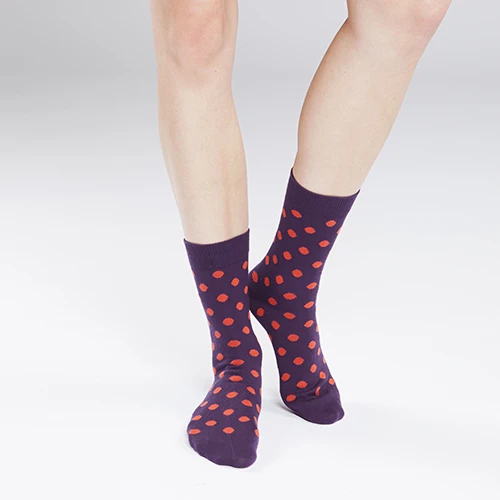 Marimekko Poltsi Plum/Orange Socks 1 Marimekko Poltsi Plum/Orange Socks