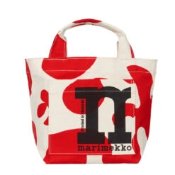 Marimekko Pulloposti Cotton / Red Mini Tote Bag