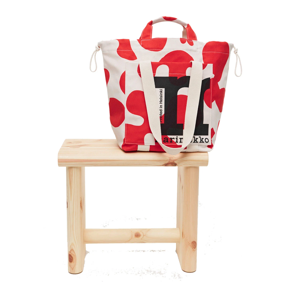 Marimekko Pulloposti Cotton / Red Tote Bag 5 Marimekko Pulloposti Cotton / Red Tote Bag - Image 5