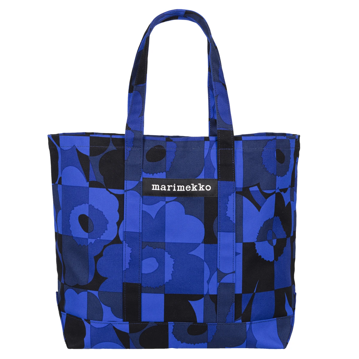 Marimekko Ruutu-Unikko Blue / Black Peruskassi Bag 3 Marimekko Ruutu-Unikko Blue / Black Peruskassi Bag - Image 3