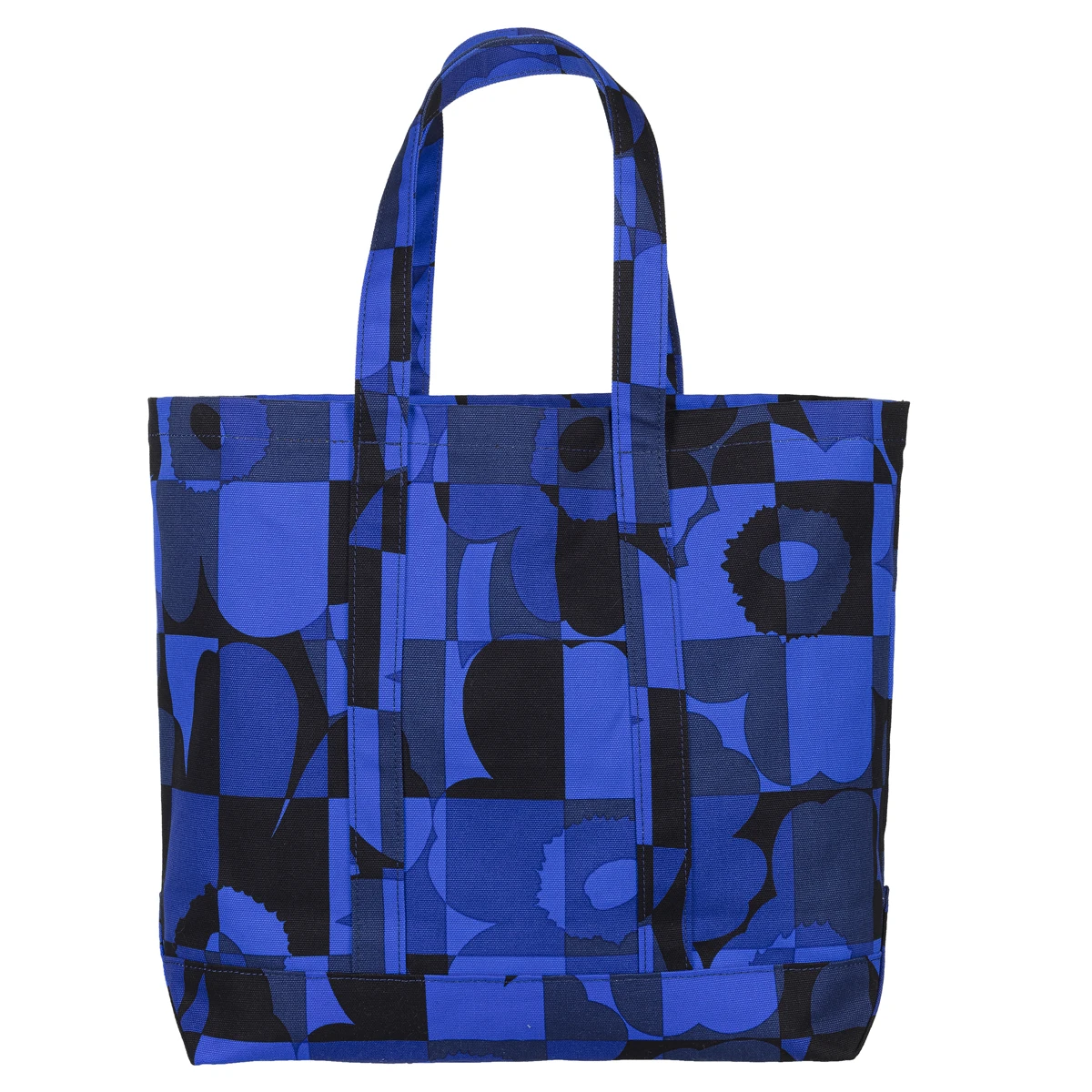 Marimekko Ruutu-Unikko Blue / Black Peruskassi Bag 2 Marimekko Ruutu-Unikko Blue / Black Peruskassi Bag - Image 2