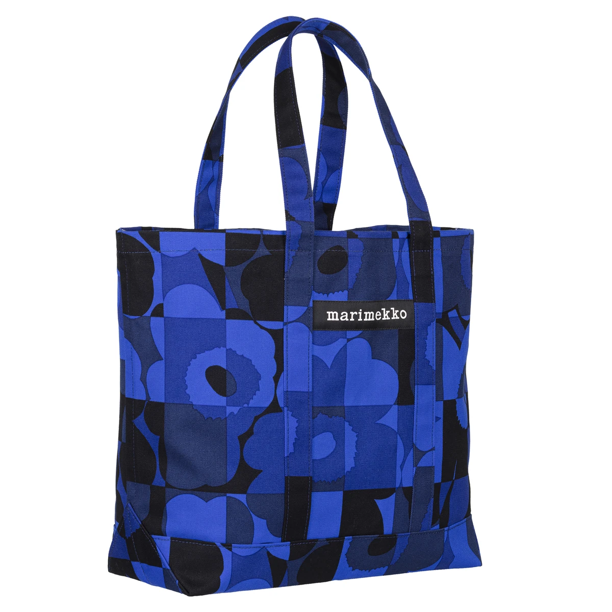 Marimekko Ruutu-Unikko Blue / Black Peruskassi Bag 4 Marimekko Ruutu-Unikko Blue / Black Peruskassi Bag - Image 4