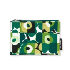 Marimekko Ruutu-Unikko Green Keijuli Zip Pouch
