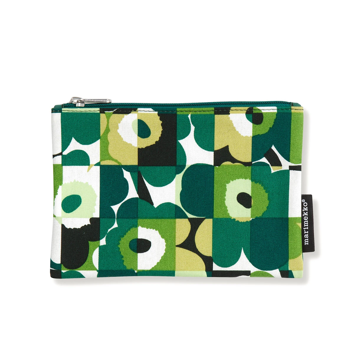Marimekko Ruutu-Unikko Green Keijuli Zip Pouch 1 Marimekko Ruutu-Unikko Green Keijuli Zip Pouch