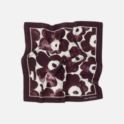 Marimekko Tuoksukukka Varjatty Unikko Wine / Light Pink Silk Scarf