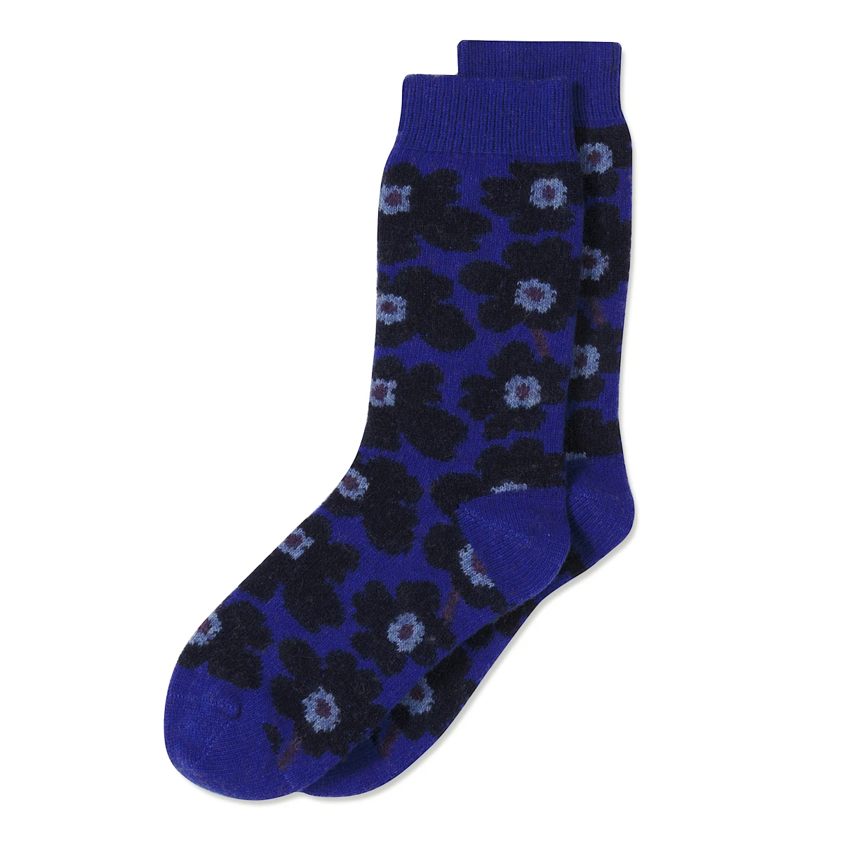 Marimekko Unikko Blue / Navy / Violet Wool Socks 1 Marimekko Unikko Blue / Navy / Violet Wool Socks