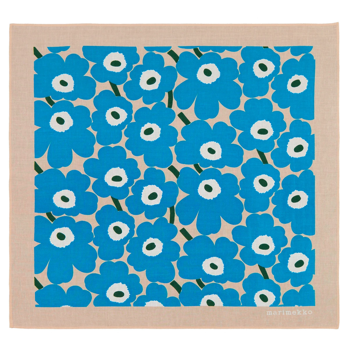 Marimekko Unikko Beige / Blue / Green Astrilli Scarf 2 Marimekko Unikko Beige / Blue / Green Astrilli Scarf - Image 2