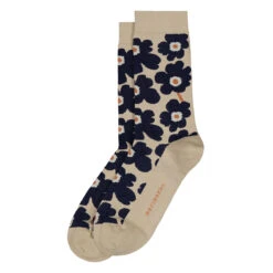 Marimekko Unikko Beige / Navy / Copper Socks