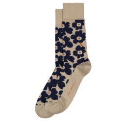 Marimekko Unikko Beige / Navy / Orange Men's Socks