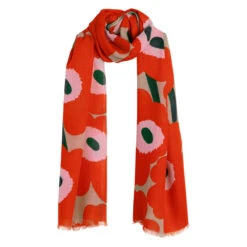 Marimekko Unikko Beige / Orange / Pink / Green Fiore Scarf 5 Marimekko Unikko Beige / Orange / Pink / Green Fiore Scarf -Marimekko Shop marimekko unikko beige orange pink green fiore scarf 34
