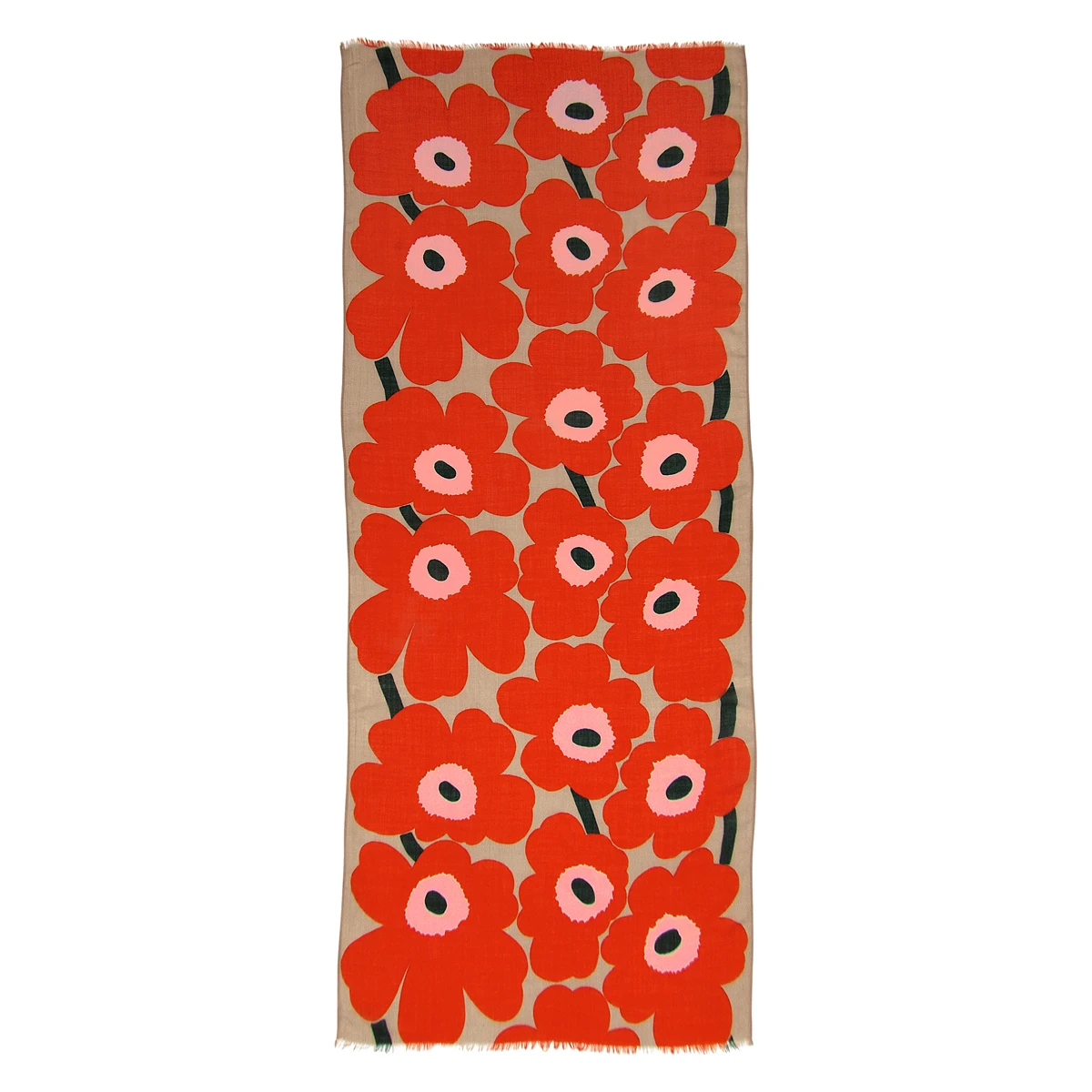 Marimekko Unikko Beige / Orange / Pink / Green Fiore Scarf 1 Marimekko Unikko Beige / Orange / Pink / Green Fiore Scarf