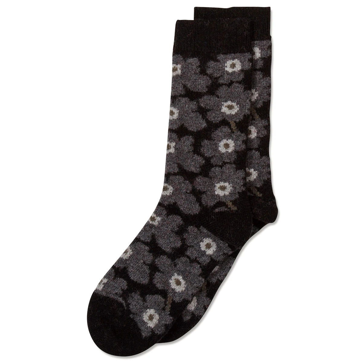 Marimekko Unikko Black / Grey Wool Socks 1 Marimekko Unikko Black / Grey Wool Socks