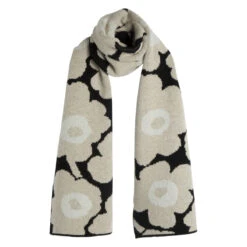 Marimekko Unikko Black / Beige Aulis Scarf