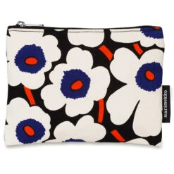 Marimekko Unikko Blue / Orange Keijutar Zip Pouch