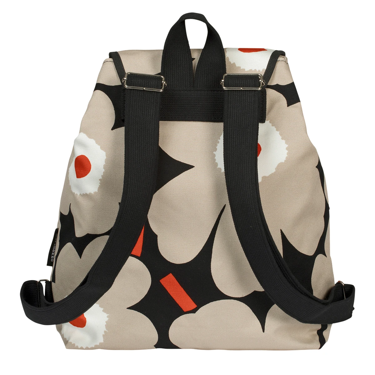 Marimekko Unikko Black / Beige / Orange Erika Backpack 1 Marimekko Unikko Black / Beige / Orange Erika Backpack