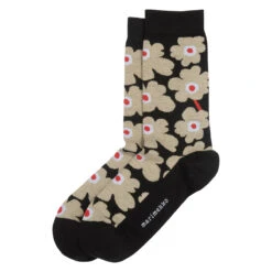 Marimekko Unikko Black / Beige / Red Socks