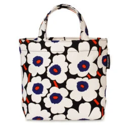Marimekko Unikko Blue / Orange Veronika Bag -Marimekko Shop marimekko unikko black beige veronika bag 40