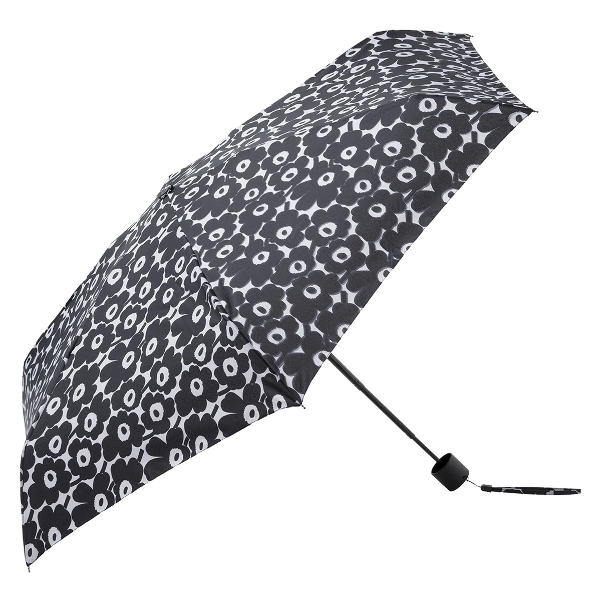 Marimekko Unikko Black / Dark Grey Mini Manual Umbrella 2 Marimekko Unikko Black / Dark Grey Mini Manual Umbrella - Image 2
