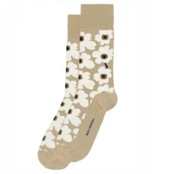 Marimekko Unikko Beige / White / Brown Men's Socks