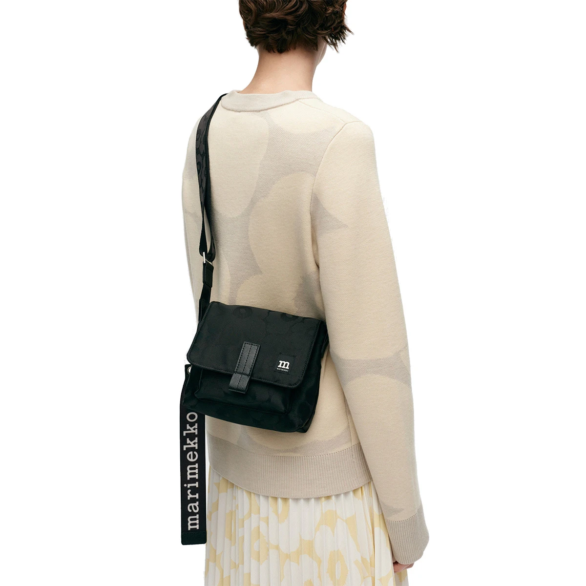 Marimekko Unikko Black Mini Messenger Bag 1 Marimekko Unikko Black Mini Messenger Bag