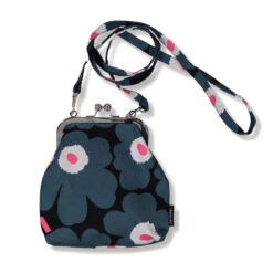Marimekko Unikko Black / Pink Roosa Purse