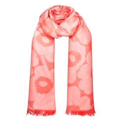 Marimekko Unikko Coral Jacquard Wool Scarf