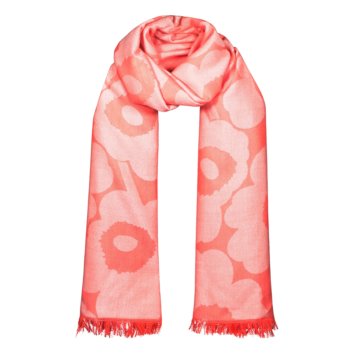 Marimekko Unikko Coral Jacquard Wool Scarf 1 Marimekko Unikko Coral Jacquard Wool Scarf