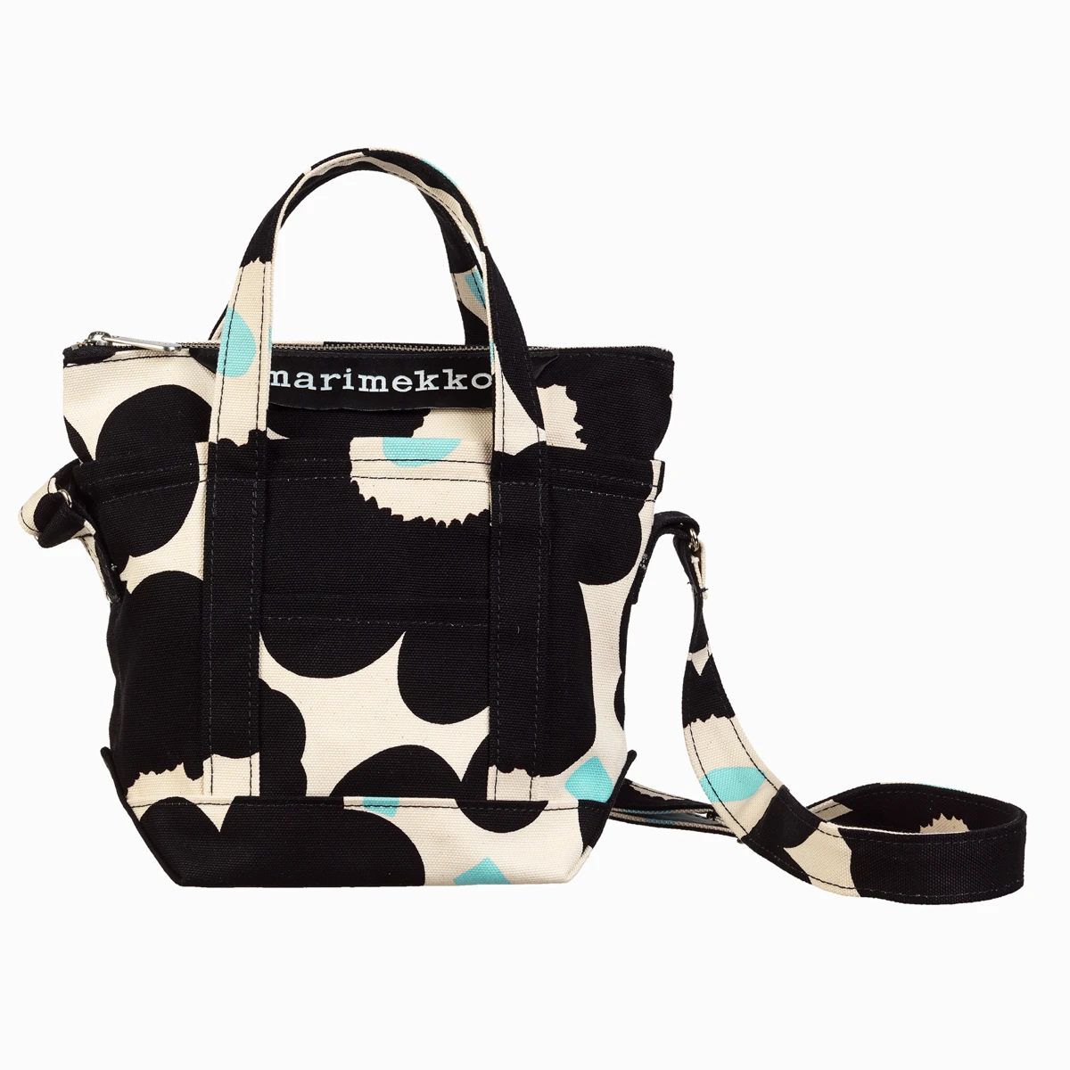 Marimekko Unikko Ecru / Black / Aqua Mini Matkuri Bag 4 Marimekko Unikko Ecru / Black / Aqua Mini Matkuri Bag - Image 4