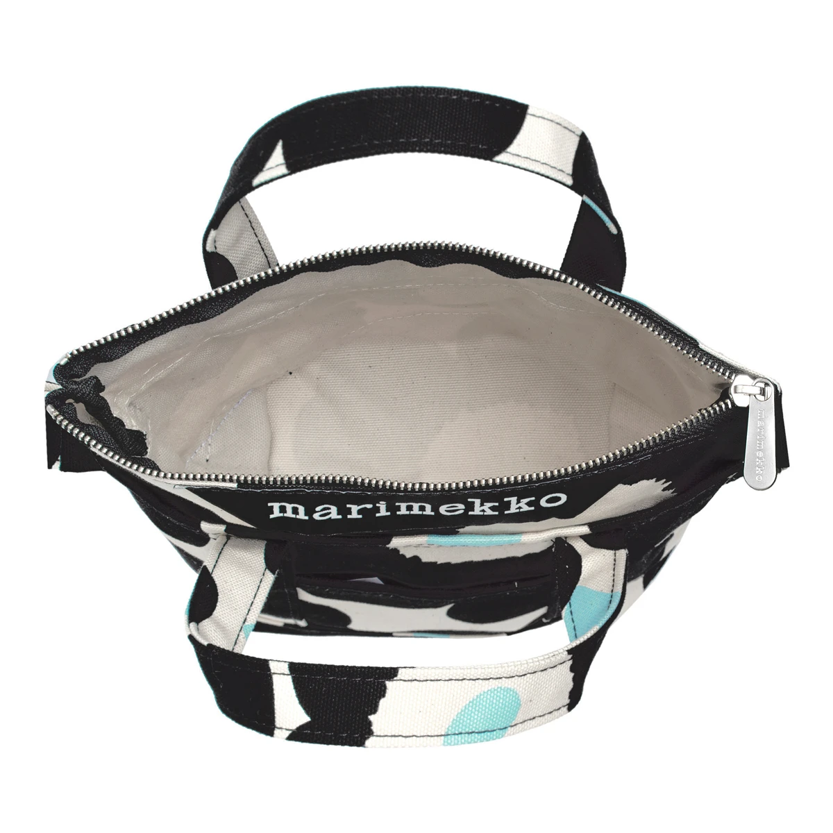 Marimekko Unikko Ecru / Black / Aqua Mini Matkuri Bag 3 Marimekko Unikko Ecru / Black / Aqua Mini Matkuri Bag - Image 3