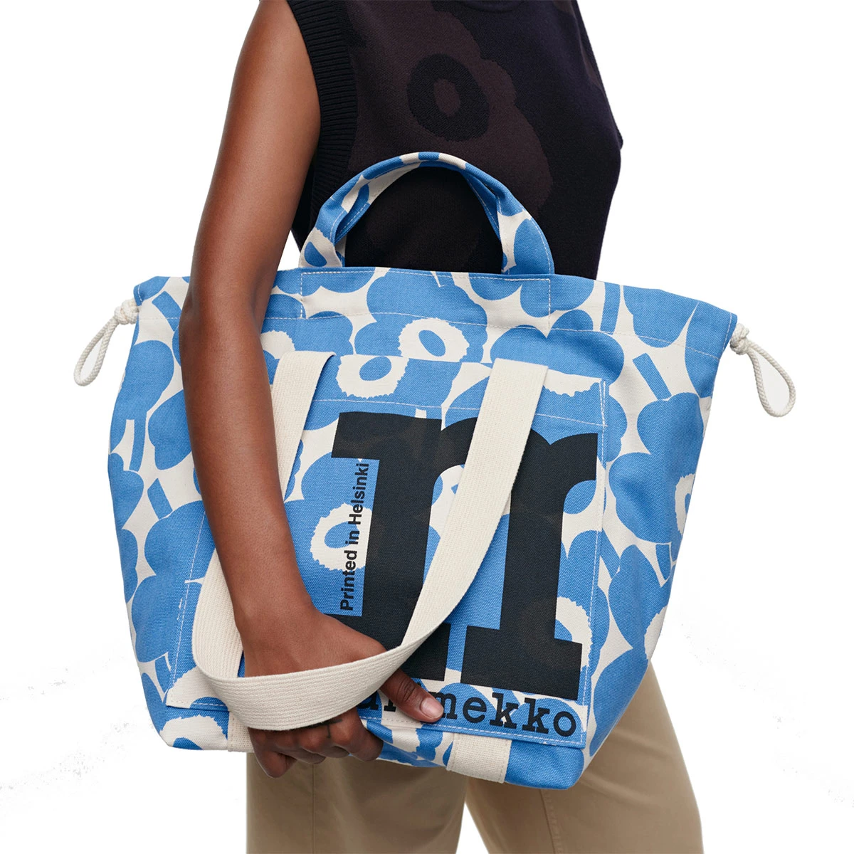 Marimekko Unikko Light Blue / White Tote Bag 1 Marimekko Unikko Light Blue / White Tote Bag