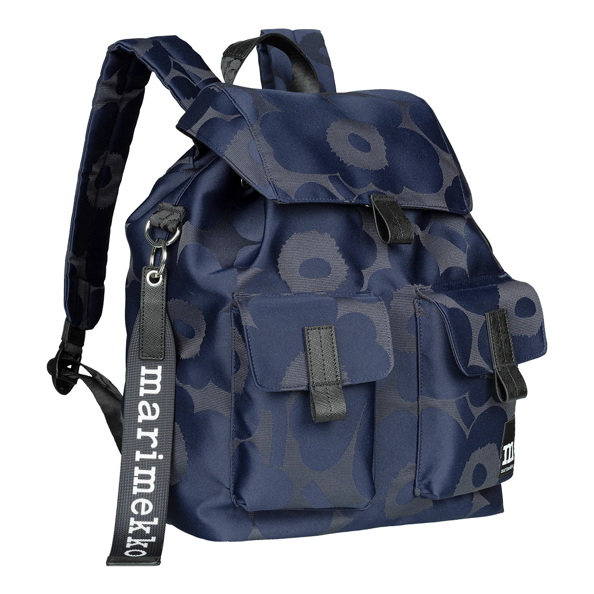 Marimekko Unikko Navy Blue / Black Everything Backpack 2 Marimekko Unikko Navy Blue / Black Everything Backpack - Image 2