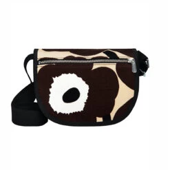 Marimekko Unikko Beige / Brown Kerttu Shoulder Bag -Marimekko Shop marimekko unikko ochre navy kerttu shoulder bag 45