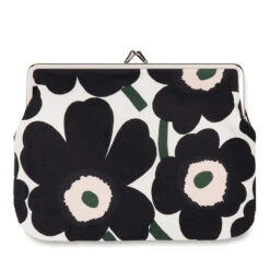 Marimekko Unikko Off-White / Pink / Dark Green Large Coin Purse