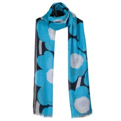 Marimekko Unikko Black / Blue Fiore Scarf