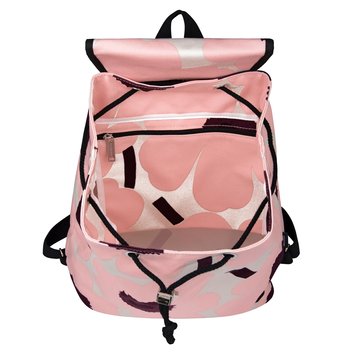 Marimekko Unikko Pink / Burgundy Erika Backpack 2 Marimekko Unikko Pink / Burgundy Erika Backpack - Image 2